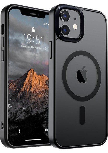 Apple iPhone 12/12 Pro Kılıf Magsafe Wireless Şarj Özellikli Kamera Detaylı Mat Silikon Kapak