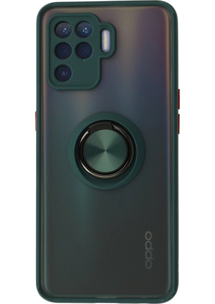 Oppo Reno 5 Lite Kılıf Montreal Yüzüklü Silikon Kapak - Yeşil