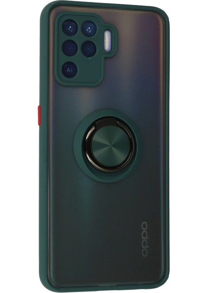 Oppo Reno 5 Lite Kılıf Montreal Yüzüklü Silikon Kapak - Yeşil fiyatları