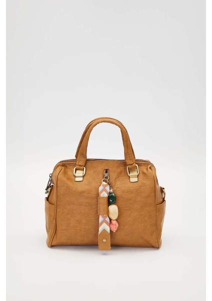 Kahve Taş Kuşak Aksesuarlı El Çantası