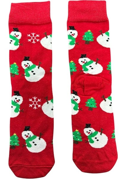 Kırmızı Kardan Adam Soket Çorap