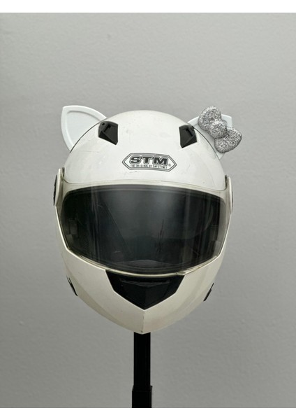Motor & Motosiklet Hologram Fiyonklu Beyaz Kedi Kulak Kask Dış Aksesuarı modelleri