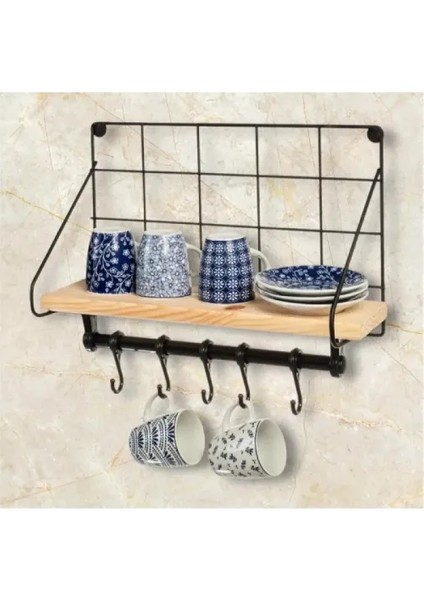 Metal Askılıklı Kahve Köşesi Rafı