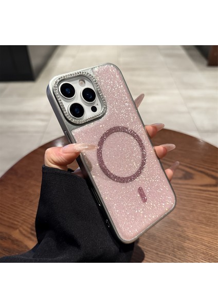 iPhone 16 Promax Uyumlu Hologramlı Simli Taşlı Kılıf