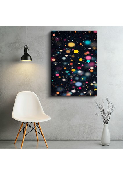 Tekli Dikey Kanvas Tablo Noktalar Yumuşak Odaklı Parlak Işık Efektli Soyut Tablolar Ev Ofis Salon Duvar Dekoru