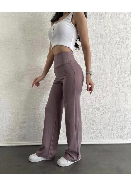 Fitilli Palazzo Pantolon Sütlükahve