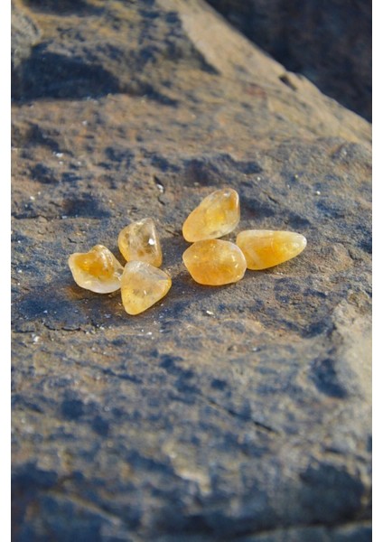 Cüzdanlık Sitrin (Para Taşı) Tımbıl (Tumble) Doğal Taş ( 1 Adet)