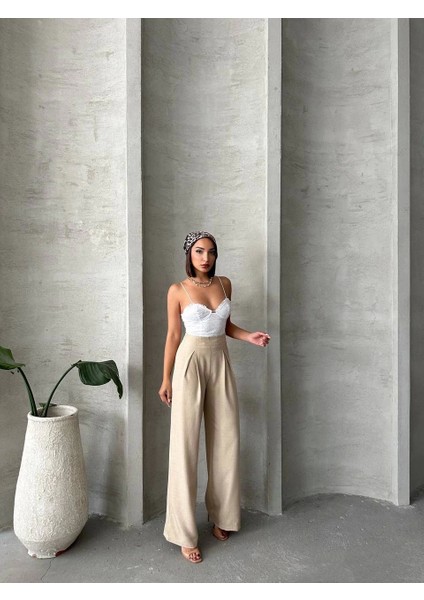 Pileli Keten Pantolon fırsatları