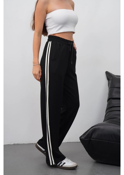 Yandan Çift Şeritli Pantolon Siyah modelleri