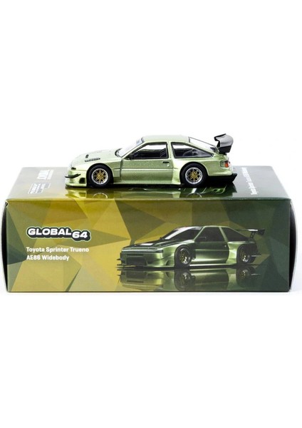 Tarmac Works 1/64 Toyota Sprinter Trueno AE86 Widebody Green - Designed By Jon Sibal