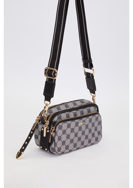 Siyah Çift Bölmeli Kalın Askılı Omuz Çantası