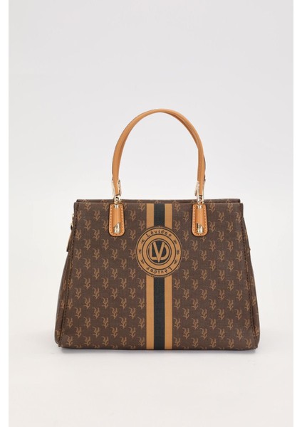 Kahve Monogram Desenli El Çantası