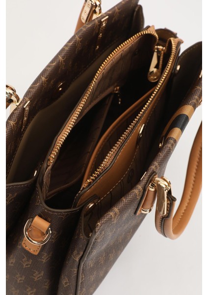 Kahve Monogram Desenli El Çantası modelleri