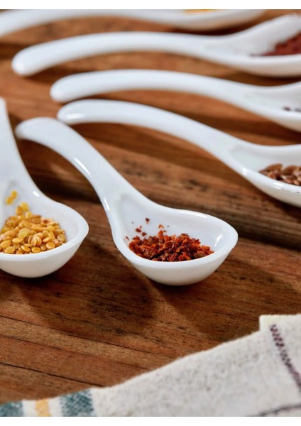 12 Adet Beyaz Servis ve Baharat Kaşığı - Kahvaltılık Bal Kaşığı Şeker Reçel Servis Kaşığı fiyatları