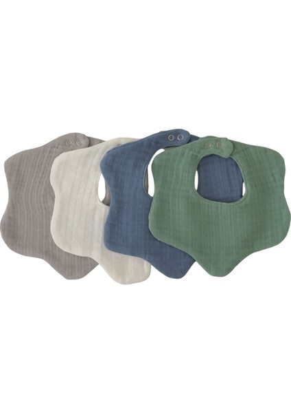 4'lü Organik Pamuk 8 Katlı Multi Müslin Çiçek Kız Bebek Salya ve Mama Önlük,yakalık (Model 2)