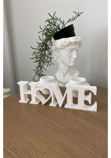 Home Yazılı Dekoratif Biblo Masaüstü Dekor - Beyaz 22 cm x 6 Cm.
