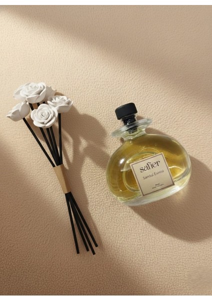 Sandal Ağacı Seramik Taş Çiçekli Çubuklu Oda Kokusu Sandal Esintisi 80 ml