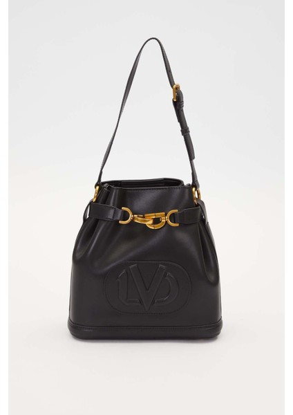 Siyah Büzgü Detaylı Omuz Çantası