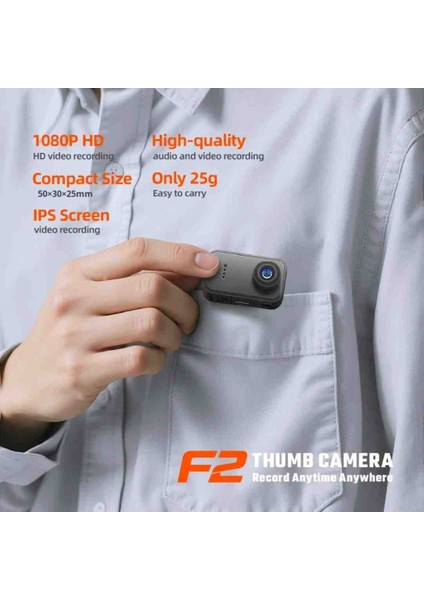F2 Mini Parmak Kamera - 720P Hd, IPS Ekran, 25G Hafif, Vlog, Seyahat, Spor ve Günlük Kullanım Için Taşınabilir Aksiyon Kamerası modelleri