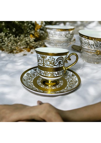 Porselen Ayaklı Fincan Takımı 6lı 90 cc (RSY-232)