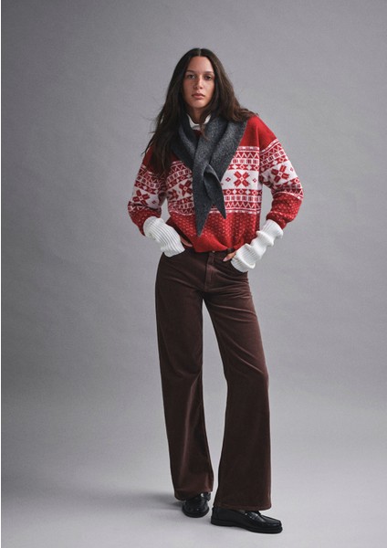 Yılbaşı Temalı Kırmızı Kazak 1710869-70057