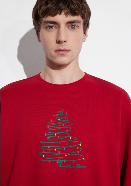 Yılbaşı Temalı Kırmızı Sweatshirt 0S10552-70390 indirimleri