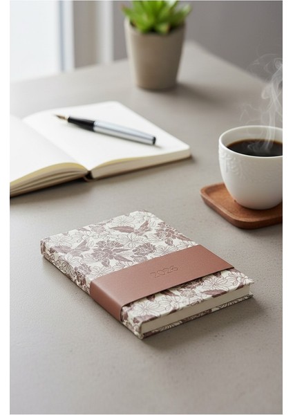 A5 2026 Desenli Ajanda 168 Yaprak Suni Deri Kapaklı Günlük Ajanda Ayraçlı Planlayıcı Ajanda 15X21CM