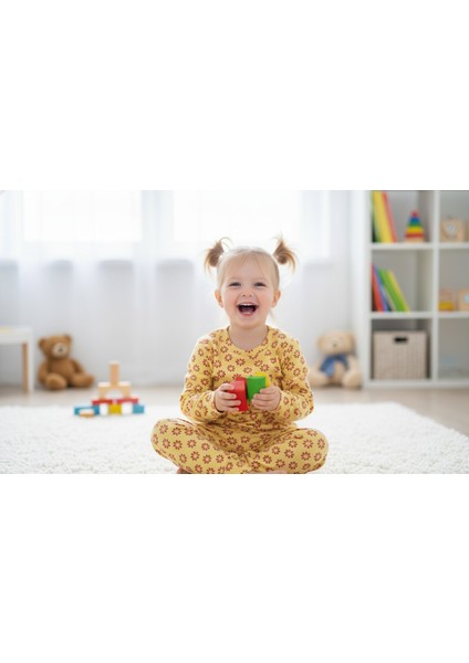 Sarı Çiçekli Pamuklu Kız Çocuk Pijama Takımı – Konforlu ve Nefes Alan Kumaş modelleri