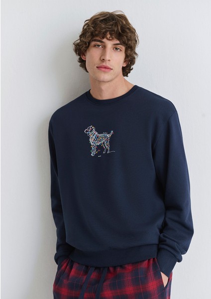 Yılbaşı Temalı Lacivert Sweatshirt 0S10553-82318