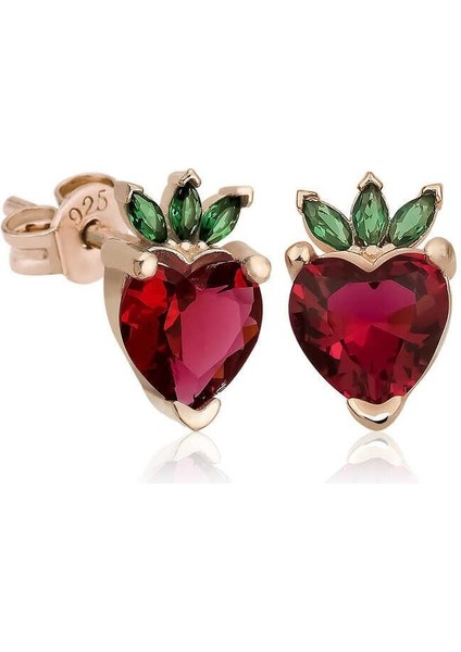 ​gümüş Çilek Figür Meyve Çivi Küpe