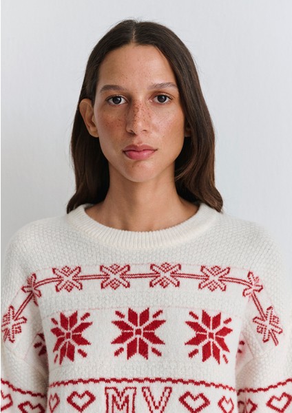 Yılbaşı Temalı Ekru Kazak 1710804-70057