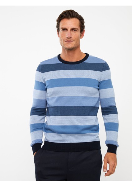 Yeni Sezon Bisiklet Yaka Uzun Kollu Çizgili Erkek Triko Kazak