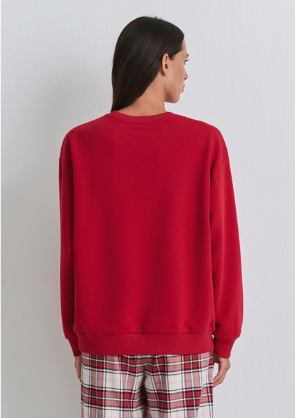 Yılbaşı Temalı Kırmızı Sweatshirt 1S10507-70390 fırsatları