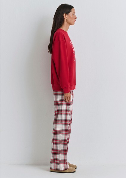 Yılbaşı Temalı Kırmızı Sweatshirt 1S10507-70390 indirimleri