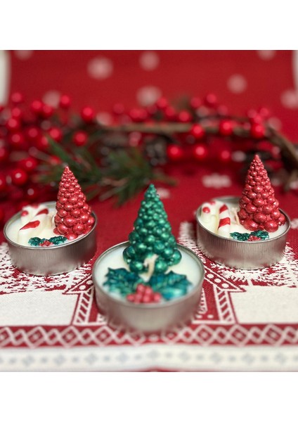 Christmas Candle Set Kiraz Çiçeği Kokulu 150 Gram Doğal Soya Mumu - El Yapımı