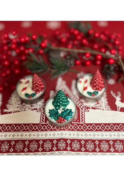 Christmas Candle Set Kiraz Çiçeği Kokulu 150 Gram Doğal Soya Mumu - El Yapımı modelleri