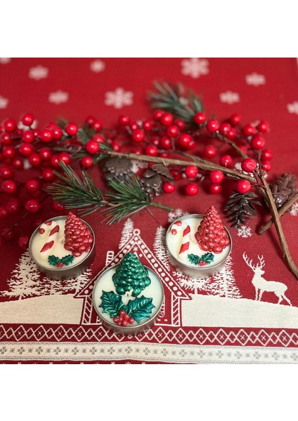 Christmas Candle Set Kiraz Çiçeği Kokulu 150 Gram Doğal Soya Mumu - El Yapımı fırsatları