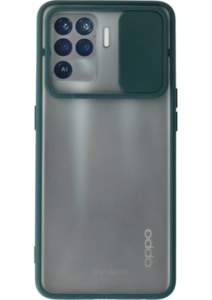 Oppo Reno 5 Lite Kılıf Palm Buzlu Kamera Sürgülü Silikon - Yeşil