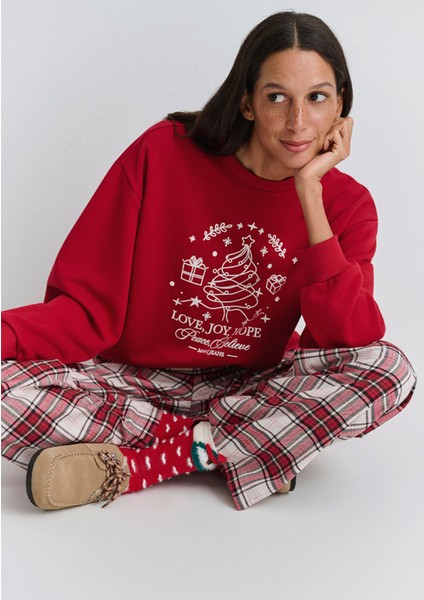 Yılbaşı Temalı Ekose Pantolon 1011168-80638