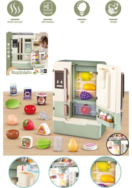 Oyuncak Buzdolabı Buharlı Sesli ve Işıklı Gerçekçi 28 Parça