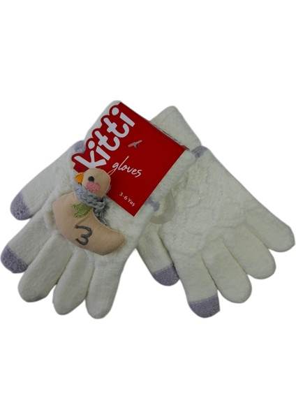 Spteks Kitti 3-6 Yaş Kız Çocuk Krem Renk Kaz Figürlü ve Desenli Kışlık Örme Eldiven fiyatları