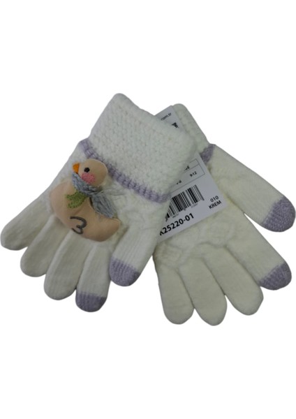 Spteks Kitti 3-6 Yaş Kız Çocuk Krem Renk Kaz Figürlü ve Desenli Kışlık Örme Eldiven fırsatları