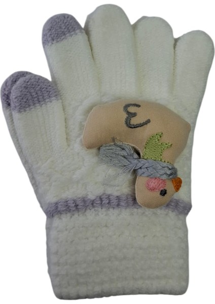 Spteks Kitti 3-6 Yaş Kız Çocuk Krem Renk Kaz Figürlü ve Desenli Kışlık Örme Eldiven indirimleri