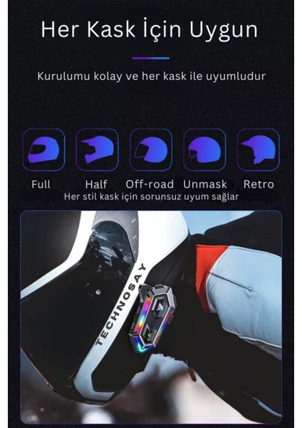 V20 Max 2 Kişi Bağlantılı Rgb Işıklı 1000MAH 5.3 Bluetooth Motosiklet Kask Kulaklık Intercom Uyumlu fiyatları