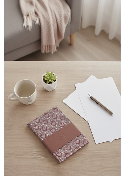 A5 2026 Desenli Ajanda 168 Yaprak Suni Deri Kapaklı Günlük Ajanda Ayraçlı Planlayıcı Ajanda 15X21CM