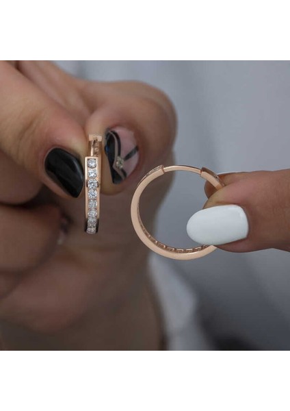 Gümüş Zirkon Taşlı Halka Kadın Küpe fiyatları