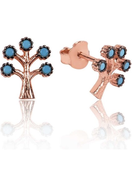 Gümüş Hayat Ağacı Çivili Küpe