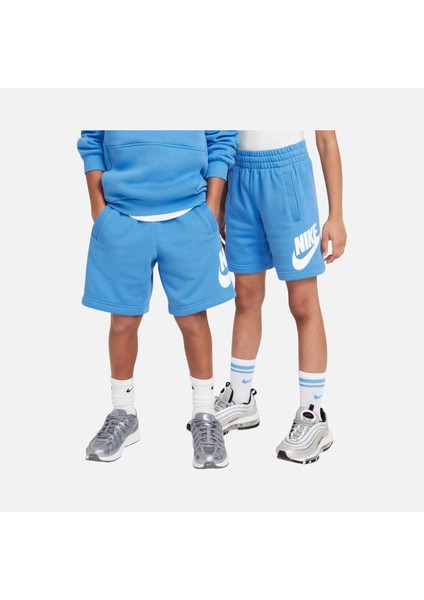 Sportswear Club Fleece French Terry Unisex Çocuk Mavi Şort -Pamuklu Rahat Tasarım - FD2997-489