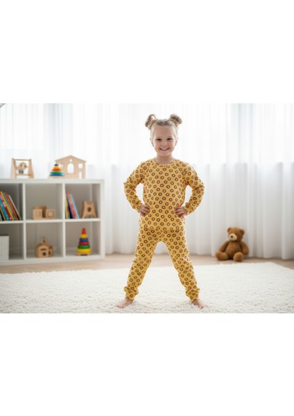 Çiçek Desenli Pamuk Çocuk Pijama Takımı – Kız Çocuk Yumuşak Kumaş fırsatları