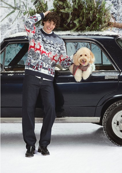 Yılbaşı Temalı Lacivert Kazak 0710407-70490